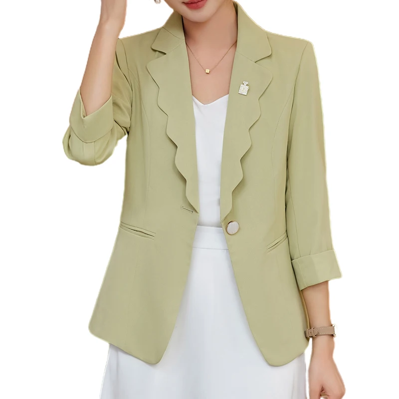 

Высококачественный Повседневный Женский блейзер Lenshin с карманами для женщин, Модная элегантная верхняя одежда в стиле пэчворк, официальная куртка, женские пальто