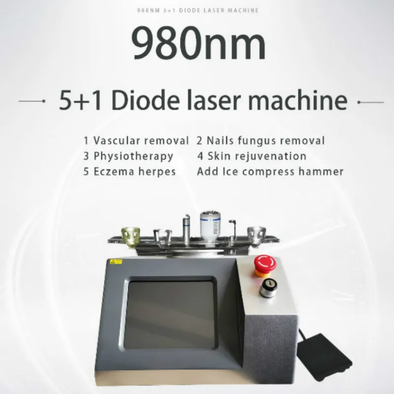 

New Arrival 5 In 1 980nm Spider Vein Machine Face Vascular Treatment Machine for Nails Fungus Removal Pain Physiotherapy
