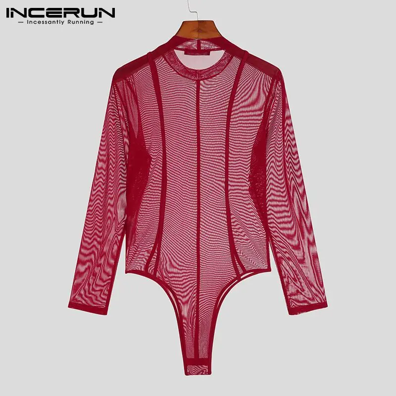 Fashion Casual Style Men's Rompers Solid Hot Sale Simple Long Sleeve Triangle Bodysuits S-5XL INCERUN 2023 Comfortable Homewear