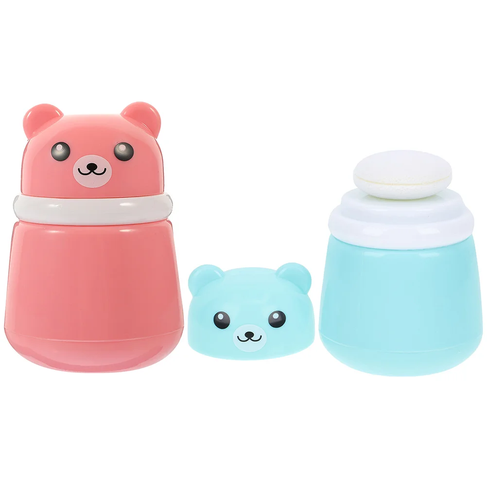 

2 Pcs Baby Puff Box Powder Storage Bottle Makeup Holder Body Container Synthetic Sponge Travel Talcum Case