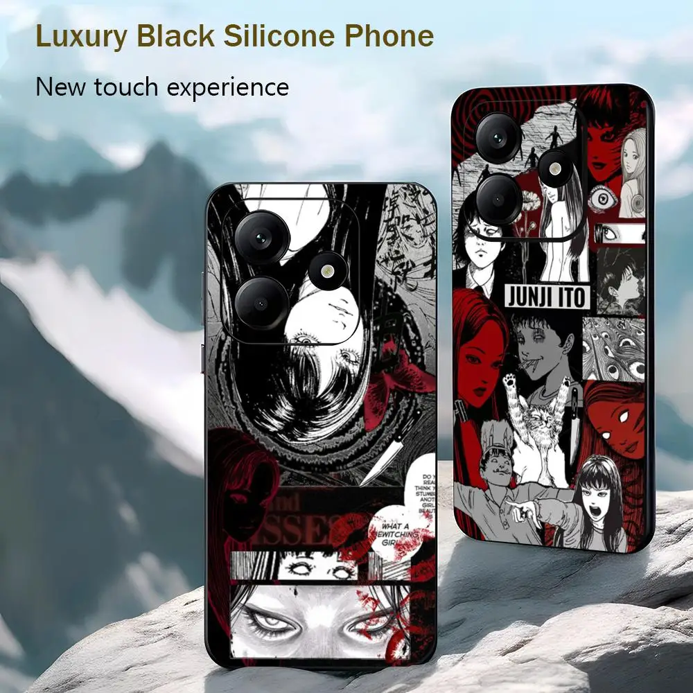 Фото Чехол для телефона T-Tomie Junji Ito для Xiaomi Redmi 14C 13C 12C Note14 13 12 11 10 Pro Plus S, мягкий черный чехол для телефона