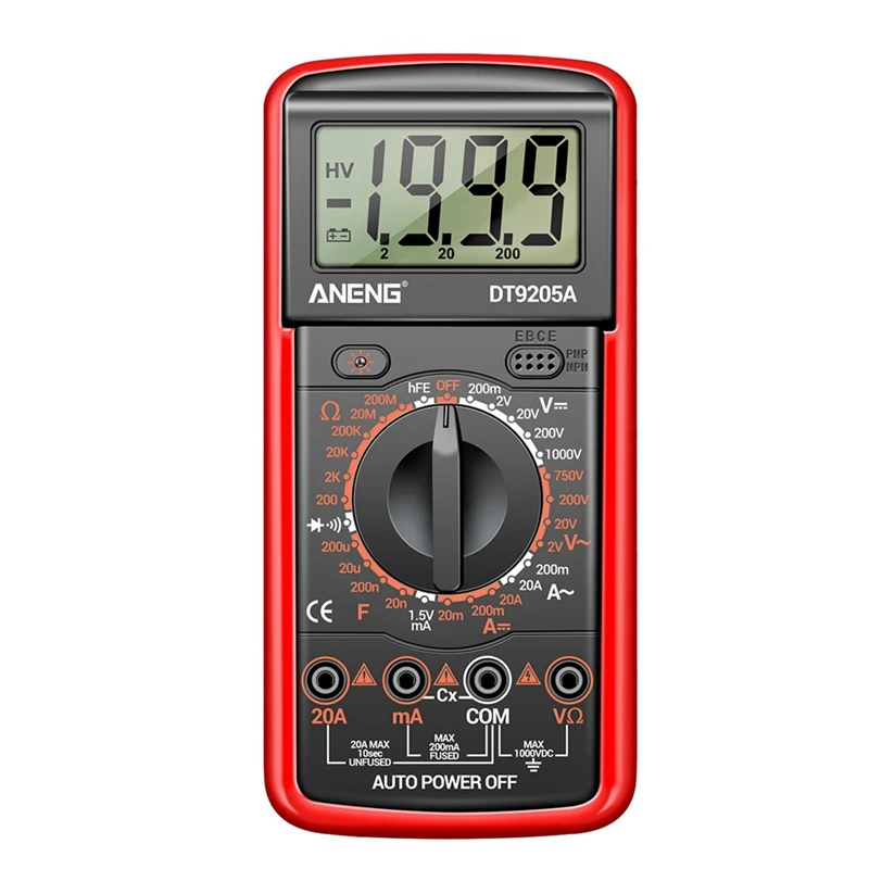

ANENG DT9205A Digital Multimeter AC/DC Transistor Tester Electrical NCV Test Meter Profesional Analog Auto Range Multimetro