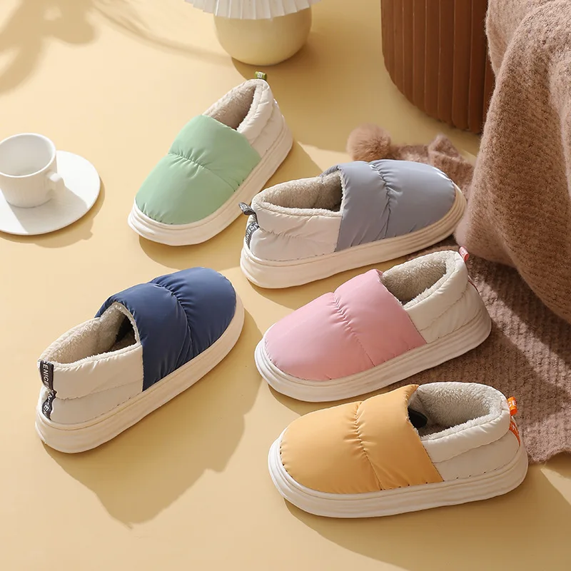 

Newest Xiaomi Mijia Winter Cotton Slippers Added Velvet Home Indoor Couples Warm Shoes Thick Soles Waterproof Soft Top Quality