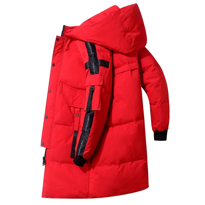 2022 Man Jacket Winter Plus Long Down Jackets Warm Thick Hood Coats Men Fashion Outwear Outfits Classic Windproof Pockets Parkas