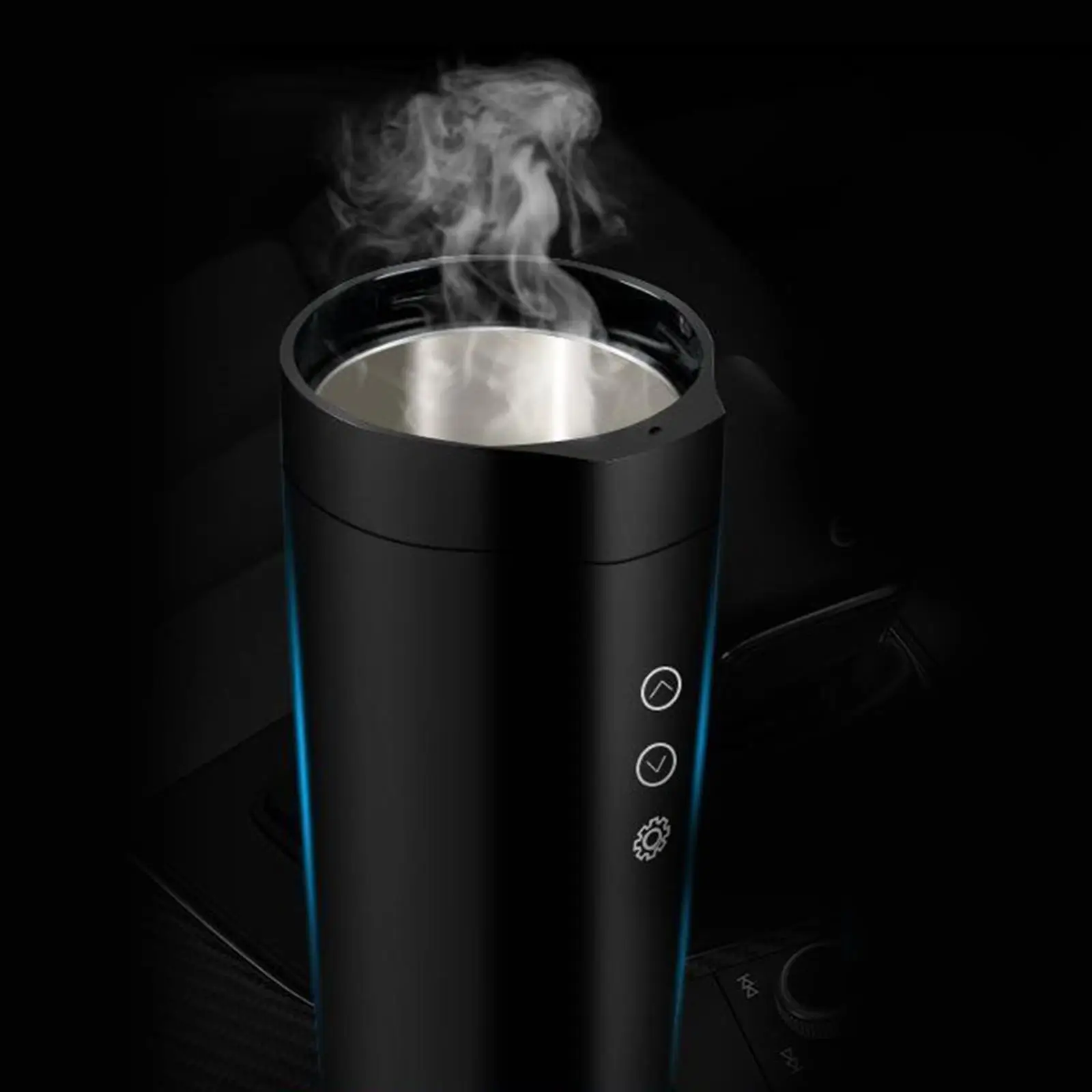 

60W Portable Car Heating Cup Car Heated Mug Stainless Steel Coffee Cup Integrated Design for Water Leakage