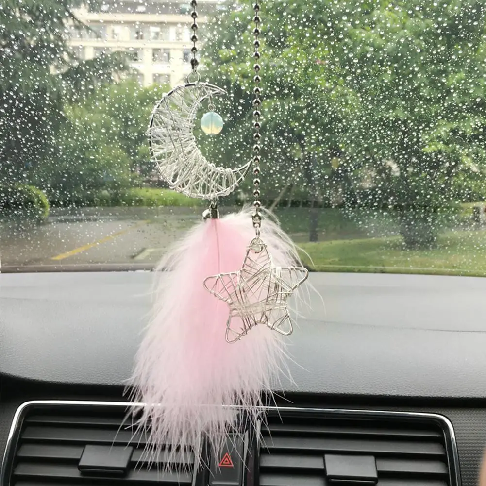 

Car Dream Catcher Feather Pendants Starry Sky Moon Rear-view Hanging Decor Accessories Mirror Car Creative Dream Pendant Mi R6N2