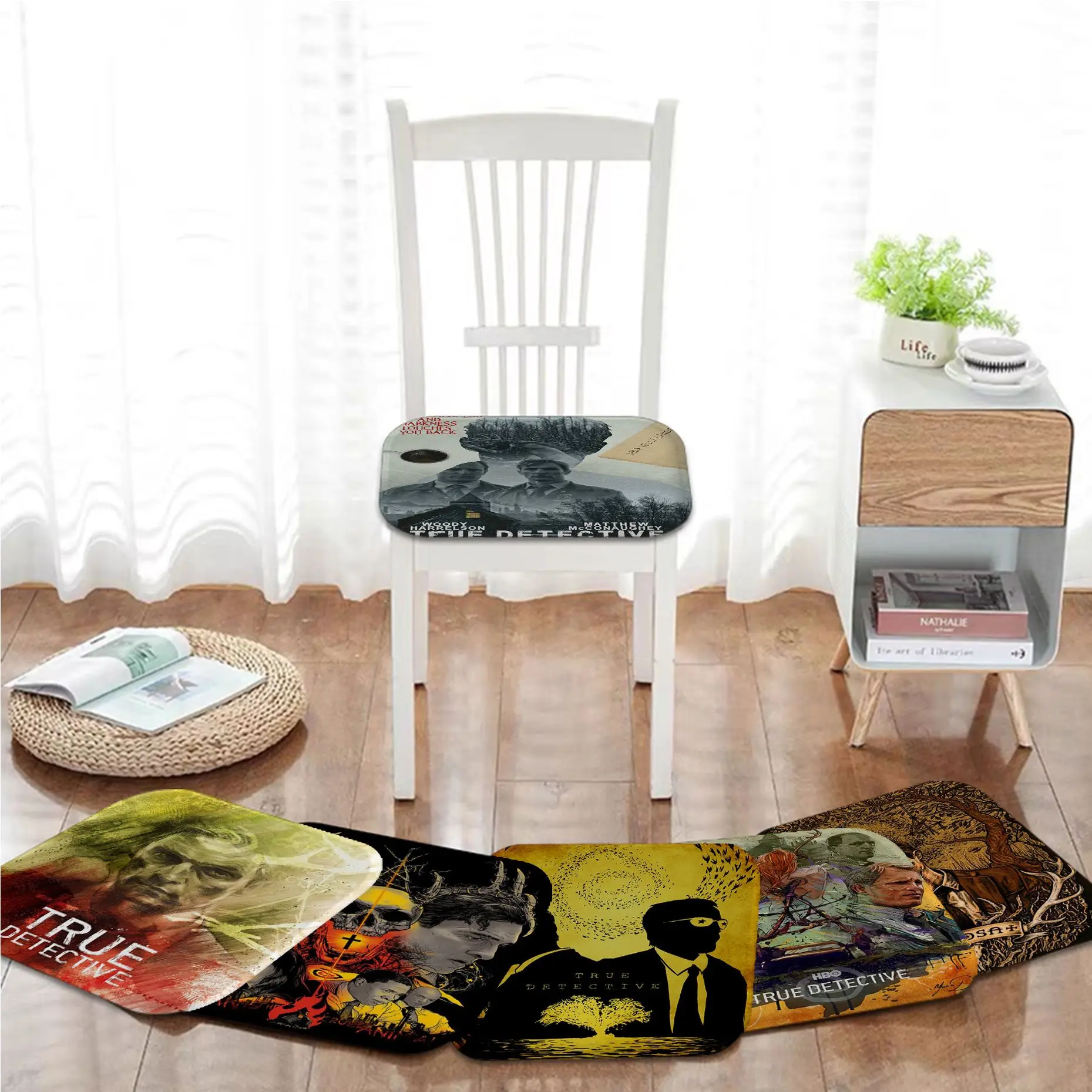 

True Detective Classic Movie Tie Rope Meditation Cushion Stool Pad Dining Chair Tatami Seat Cushion Anti-Slip Stool Seat Mat