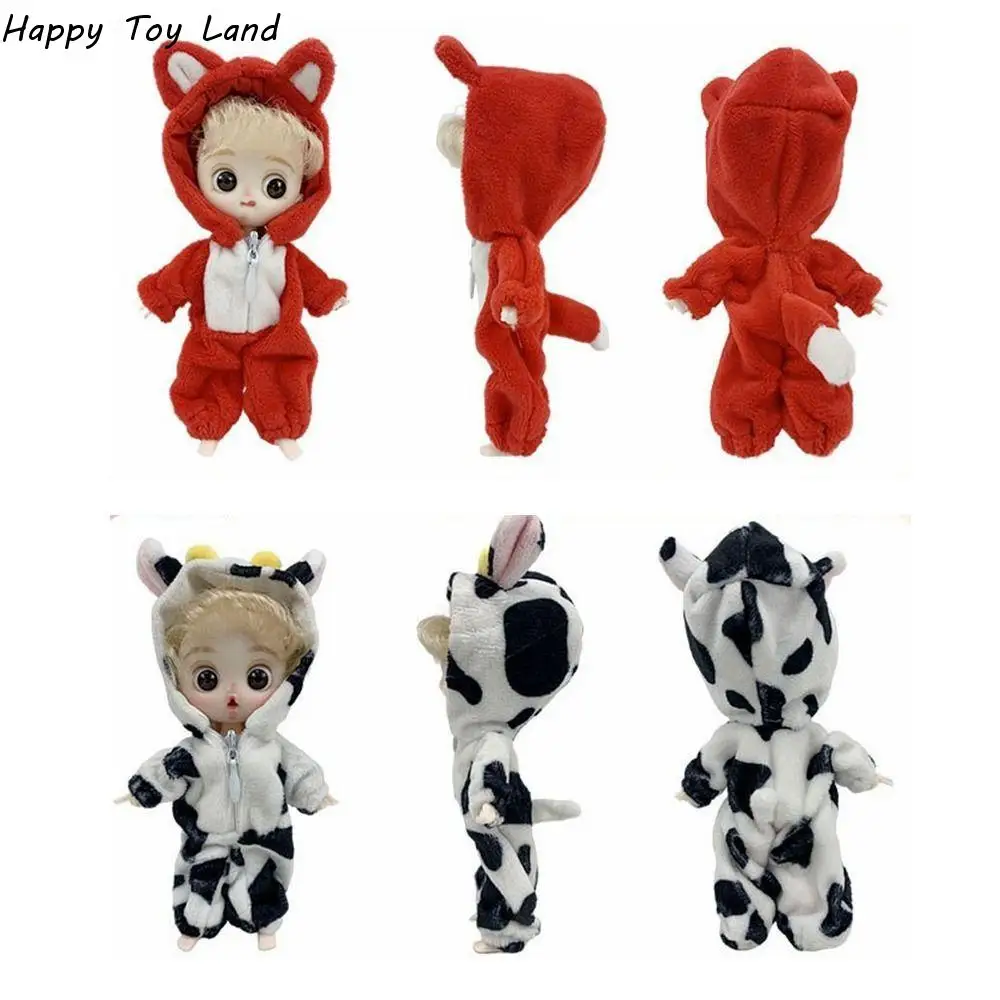 

Одежда для куклы OB11 BJD 16 см, пижама, милая плюшевая одежда с мультяшными животными, комбинезоны, наряд для кукол, повседневные аксессуары для ношения