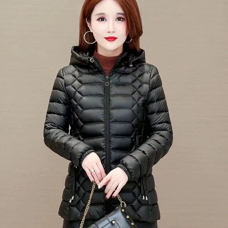 Autumn  Winter 2022 Short Hooded Zipper Coat  Women's Korean Fashion Elegant Warm Parkas Cotton Suit Parka's Slim veste femme