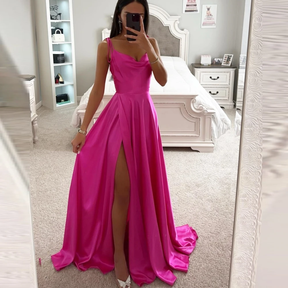 

Женское вечернее платье Qcenkern, официальное платье в пол из Саудовской Аравии на тонких бретельках с высоким разрезом, модель 2023