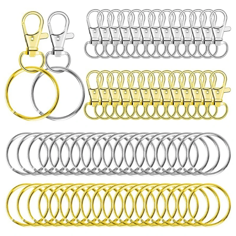 

N58F Lobster Claw Clasp 120 Pieces Swivel Keychain Push Gate Snap Hook Trigger Durable Alloy Jewelry DIY Craft for Jeans Bags