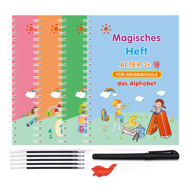

New German Magic Copy Book For Children Reusable 3D Groove Notebook Montessori Gifts Calligraphy Practice Book Handwriting Set