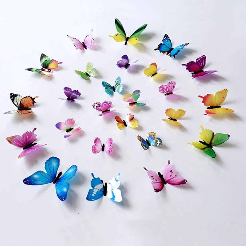 

12Pcs 3D Fridge Stickers Wallpaper Luminous Butterfly Wall Sticker Living Room Butterflies For Wedding Party Decoration