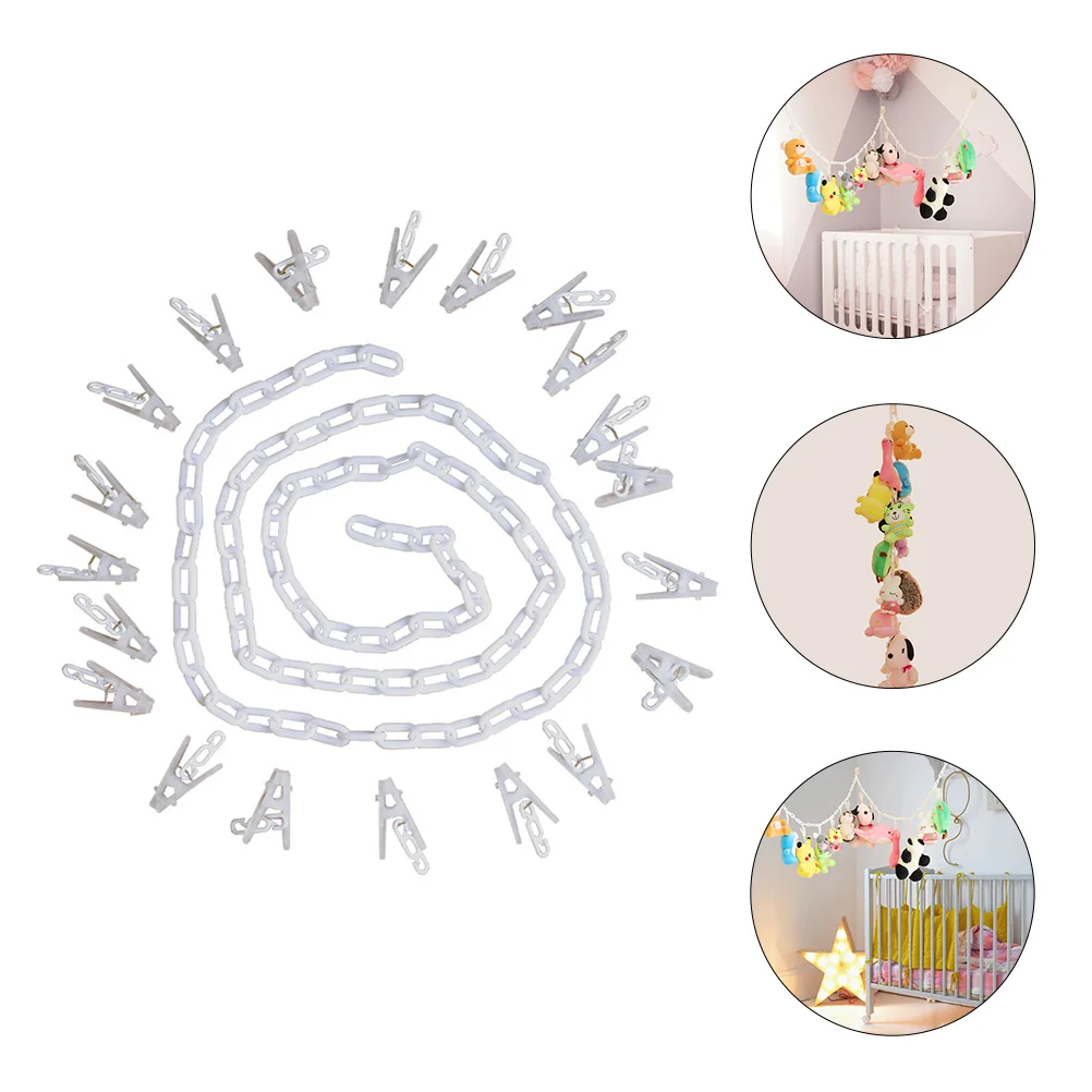

Plastic Playes Toy Storage Rack Stuffed Animal Organizer Chain Plush 200x5cm White Child