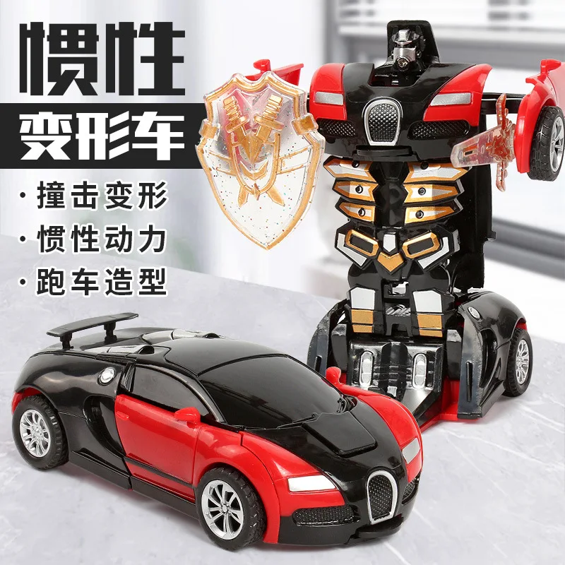 

2 In 1 One-key Deformation Car Toys Automatic Transform Robot Mini Collision Transforming Model Car Diecasts Toy Boys Kids Gifts