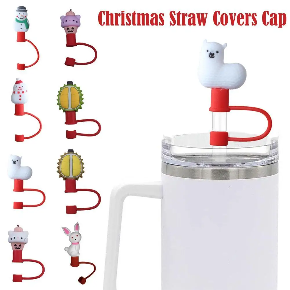 

Halloween Silicone Straw Stopper Santa Claus Snowman Reusable Splash Proof Dust-proof Plugs Creative Cup Decoration Accessories