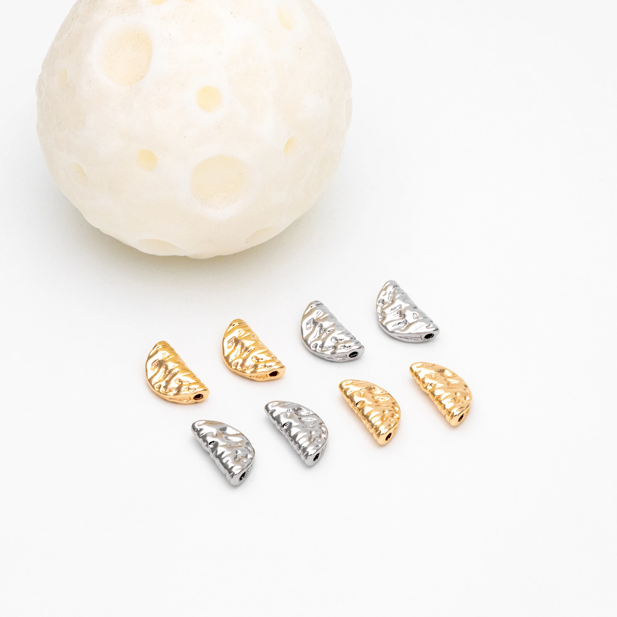 10 шт. золотые/серебряные текстурированные полукруглые бусины-разделители бусины