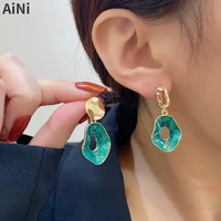 modern jewelry geometric green dangle earrings 2022 new trend hot sale asymmetrical drop earrings for women gifts