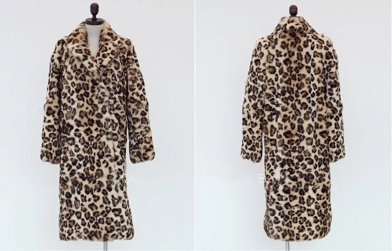 2021 Winter Women Brand Fashion Leopard Long Teddy Bear Jackets Coats Luxury Fashion Thick Warm Outerwear Faux Fur Coat Female