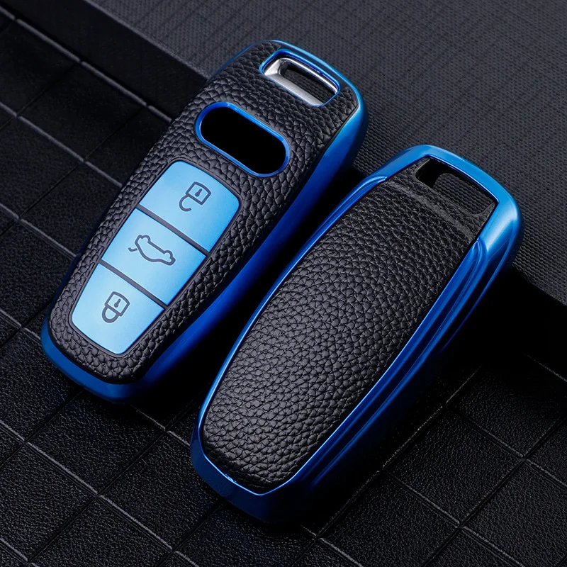 

Leather TPU Car Remote Key Case Cover Shell For Audi A3 A6 A7 A8 A6L A8L E-tron Q5 Q7 Q8 C8 D5 Protector Holder Accessories