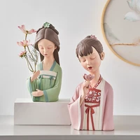 chinese style girl sculpture character resin statue home decor living room decoration desk accessories figurines for interior