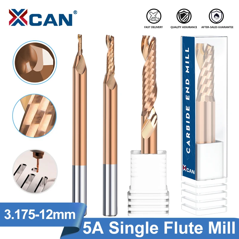 

XCAN 3,175-12 мм хвостовик 1-зубая твердосплавная концевая фреза с покрытием TiCN спиральная фреза для алюминия и меди фрезерный инструмент с ЧПУ