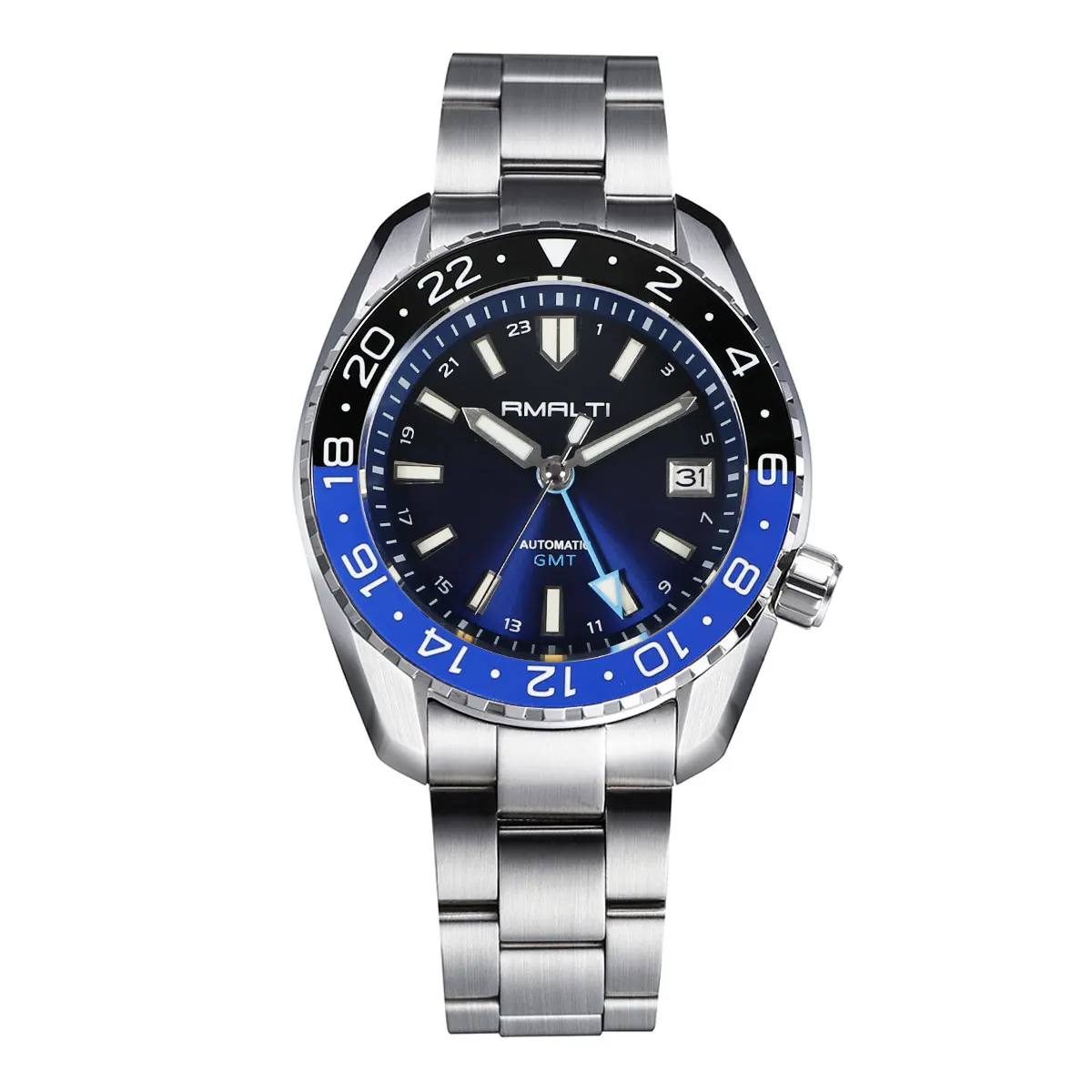 

RMALTI New Diver Men's NH34 GMT Watch Luxury High Quality Automatic Mechanical Business Luxury Sapphire 20 Bar BGW9 Mens Watches