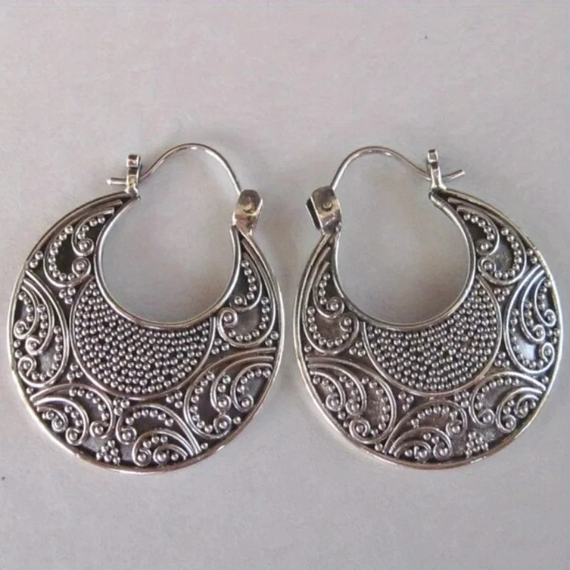 Винтажные женские серьги-подвески серебряного цвета в стиле бохо
