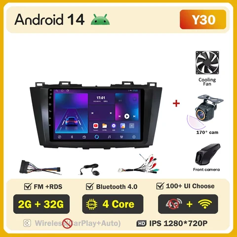 Автомобильный мультимедийный плеер Android 14 для Mazda 5 3 CW 2010 2011 2012 2013 2014 2015 Mirror Link Carplay Android Auto Intelligent