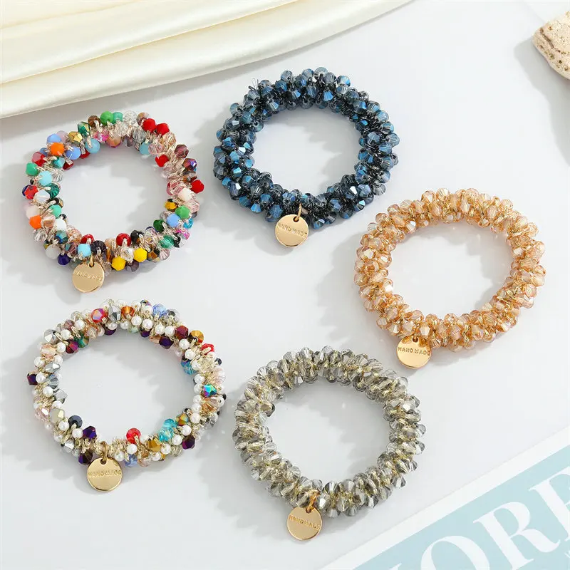 

Hair Accessory Multiple color Crystal Band Rubber 2PCS Korean Style Band Fairy