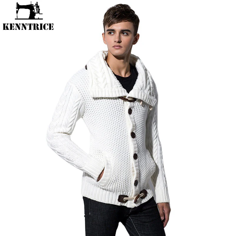 Kenntrice Men'S Sweaters Jumpers Outerwear Thermal Winter Male Fashion For Man High Collar Cardigans Casual Stylish Turtleneck