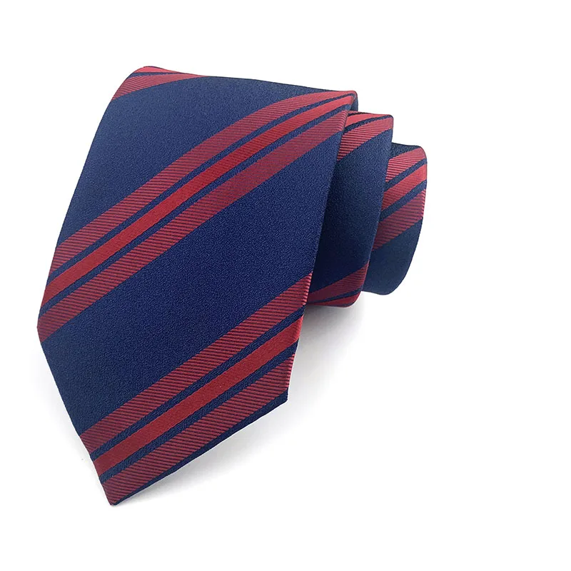 

New 8cm Mens Neck Tie Blue Red Striped Patterned Fashion Necktie 100% Silk Neckwear For Wedding Party Gravatas Para Homens YUY01