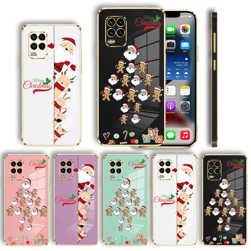 

Luxury Plating Case For Xiaomi POCO X3 X4 NFC M3 M4 Pro F3 F4 GT for Mi 11 11T 10T 10 8 9 Christmas Santa Claus Sugar Cookies