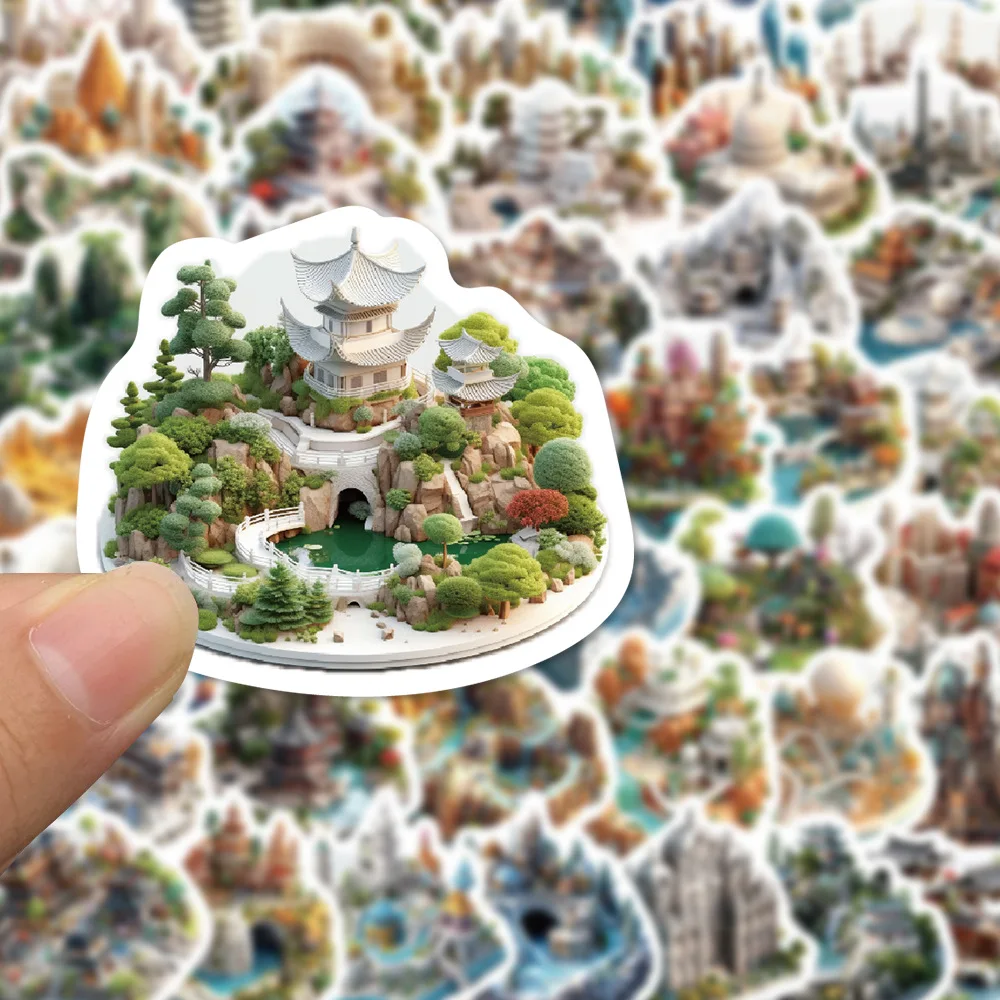 

50 шт. Мультяшные 3D миниатюрные пейзажи маленький мир наклейки для ноутбука Скрапбукинг чемодан телефон гитара принадлежности DIY детские наклейки