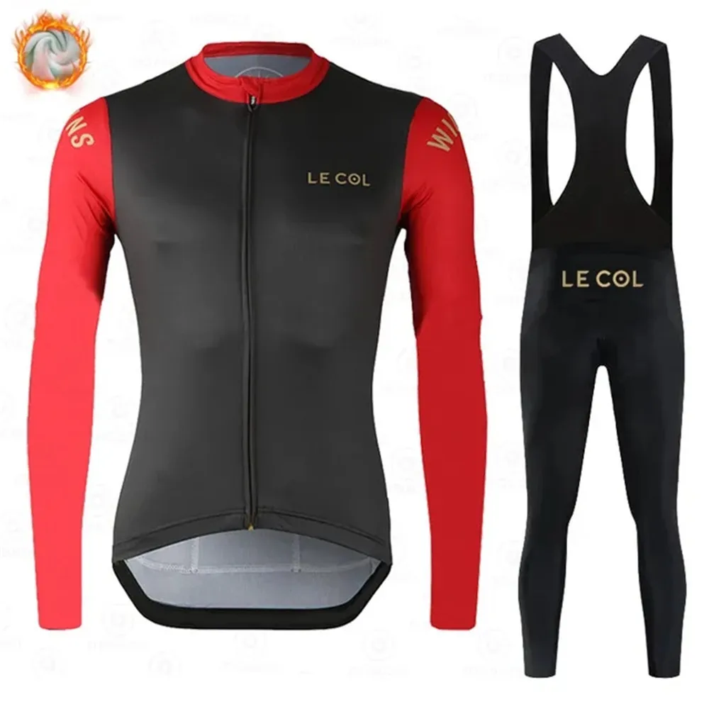 

LECOL Bike Winter Bicycle Clothing Thermal Fleece Cycling Jersey Long Sleeve Sets Road Cashmere Cycle Jackets Bicycle Bib Tights
