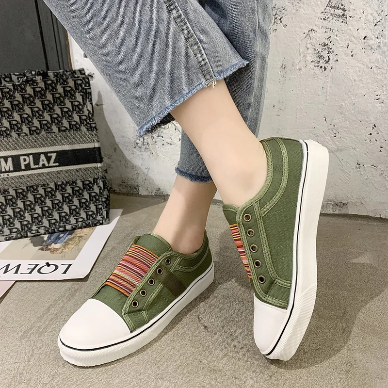 

2022 Spring New Canvas Shoes Women Comfortable Thick-Soled One-Legged Lazy Shoes Single Shoes Large Size Women Shoes