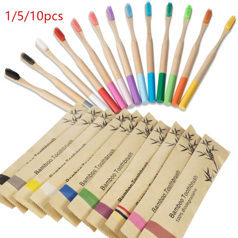 

Natural Organic Eco Friendly Bamboo Toothbrush Adult Children Travel Toothbrush Nylon Bristles,100% Plastic Free & Biodegradable