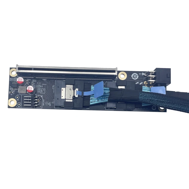 НОВАЯ 2-портовая карта-адаптер SlimSAS 8i x2 к слоту PCIe5.0 x16 SFF8654 Riser Card GEN5 для сетевой видеокарты GPU 6Pin Power (art.: 3920d10c7bdde) - 3920d10c7bdde