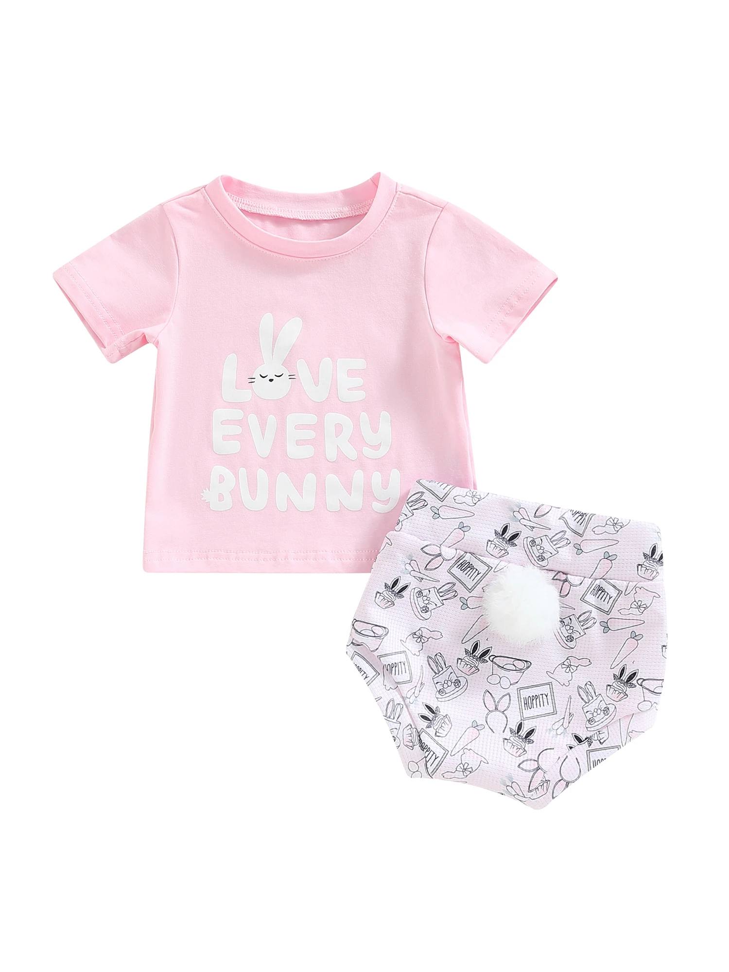 

Пасхальный наряд для маленьких девочек, футболка с принтом кролика, шорты, комплект, весенне-летняя одежда