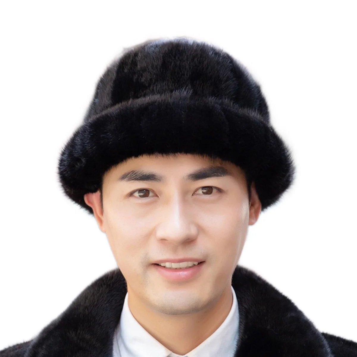 Men's Real Mink Fur Top Hat Winter Warm Cap Headwear Outdoor Travel Ski Black Brown