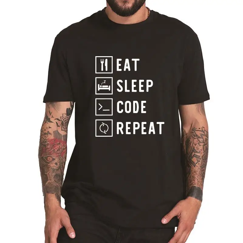 

Eat Sleep Code Repeat Funny Developer T Shirt Japanese Manga Anime Original Design 100% Cotton Tee Tops