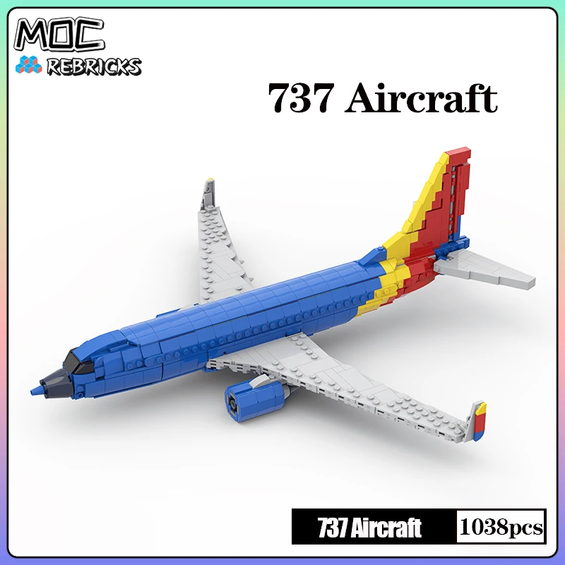 Flight Series MOC Boeing 737 – Southwest Heart Aircraft Building Block Model Set Originality DIY Children's Toys Christmas Gifts