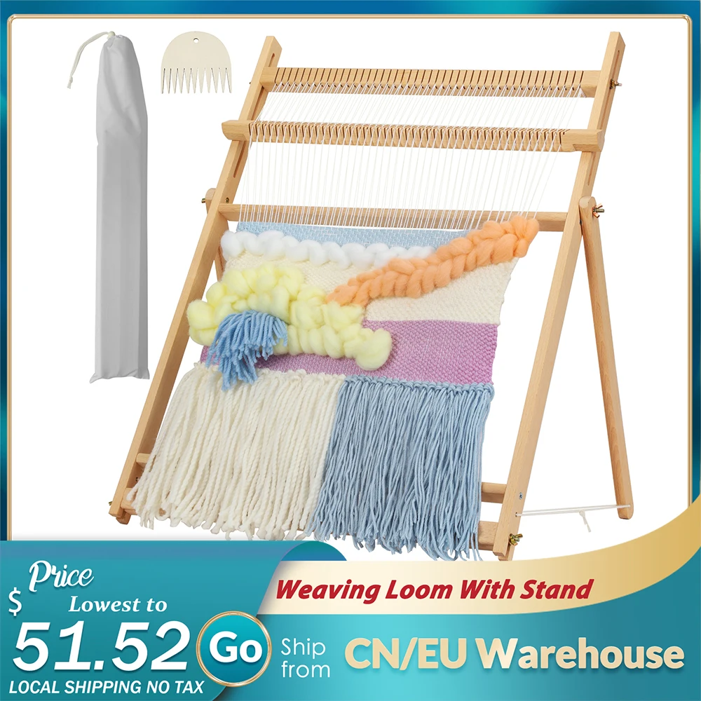 

Wooden Weaving Loom Extra-Large DIY Weaving Tapestry Knitting Tools Kit Arts Crafts For Kids Beginners Experts Gift 70x50cm