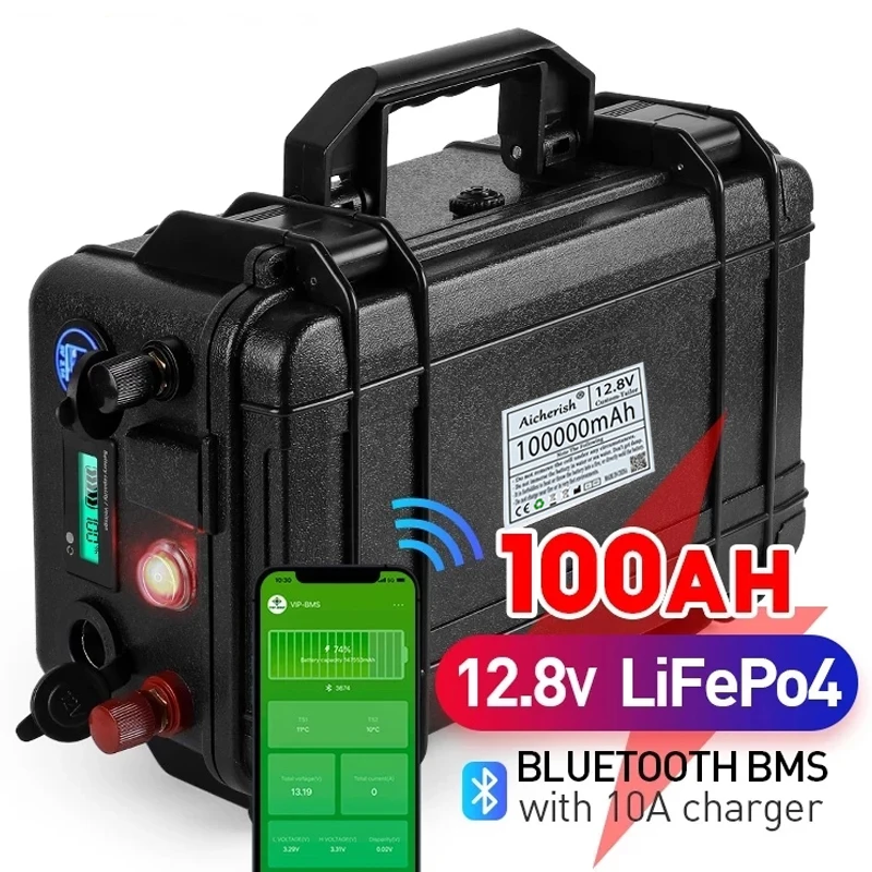

Водонепроницаемый Аккумулятор LiFePO4 12,8 В, а/ч, 12 В, 40 А/ч, встроенный Bluetooth BMS для солнечного RV, EV, кемпера, охотничий инвертор с зарядным устройс...