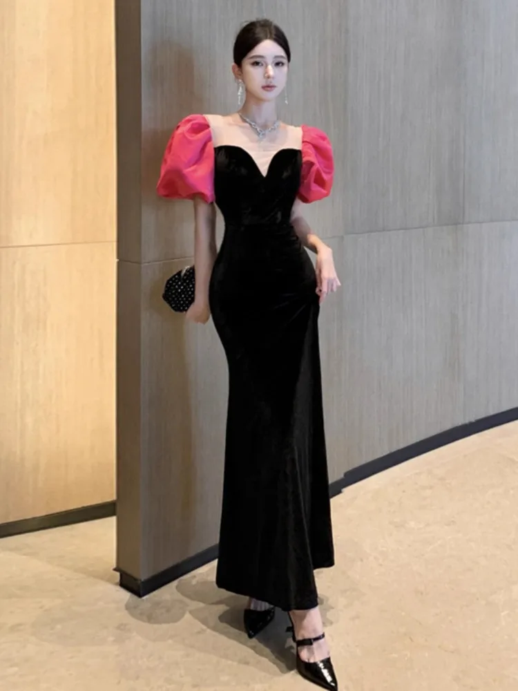 Topenomi роскошное французское вечернее длинное платье с пышными рукавами для