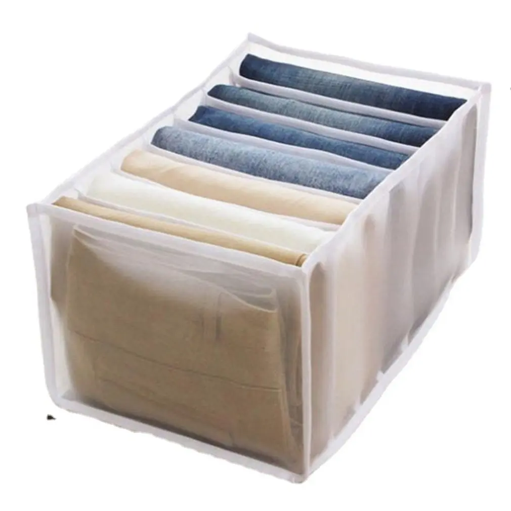 

Jeans Compartment Storage Box Closet Clothes Drawer Mesh Separation Box Stacking Pants Drawer Divider Can Washed Home Organizer
