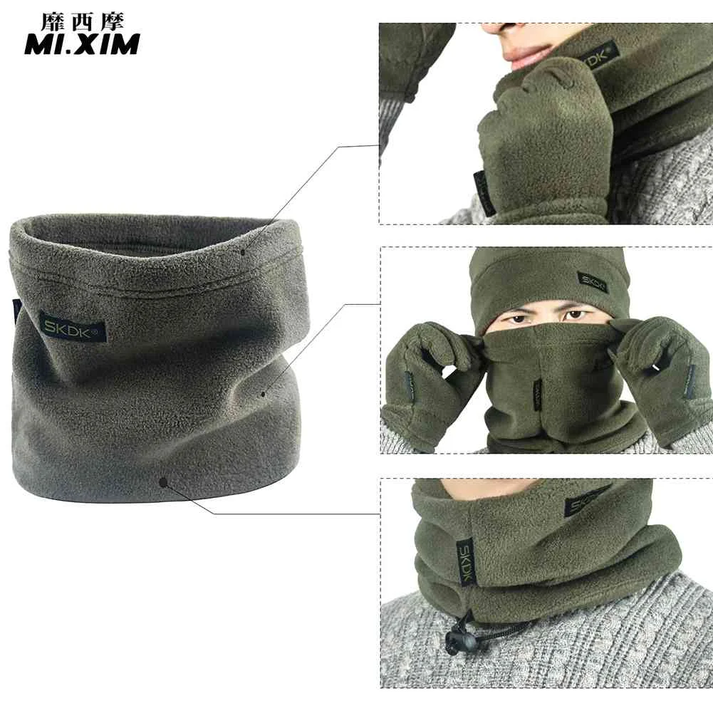 

3 шт. утолщенная флисовая шапка для мужчин женщин мужчин зимний мягкий теплый шарф облегающая шапка набор перчаток