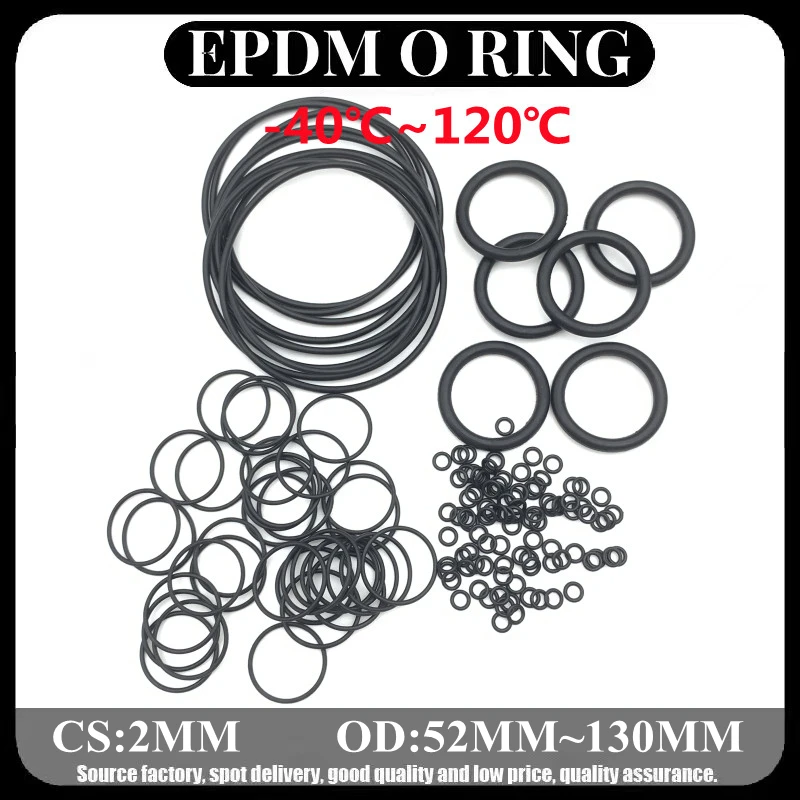 

5pcs EPDM O-Ring Sealing Gaskets Thickness 2mm OD 52 ~ 130mm EPDM Automobile Round O Type Corrosion Oil Resistant Sealing Washer