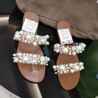 fish mouth with pearl border slippers transparent sandals large size slippers summer sandalias de verano para mujer shoes