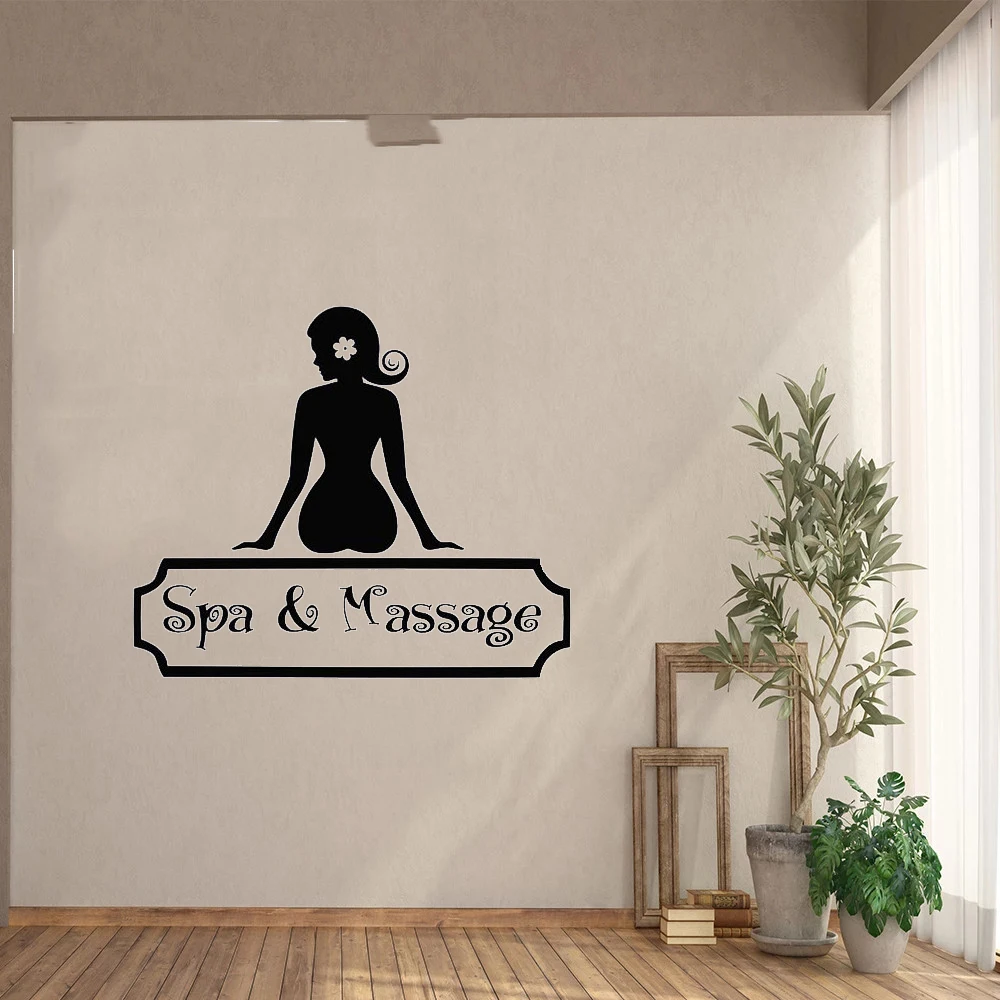 

Wall Decal Spa Massage Sign Facial Beauty Salon Full Body Massage Vinyl Sticker Day Spa Design Massage Parlor Wallpaper